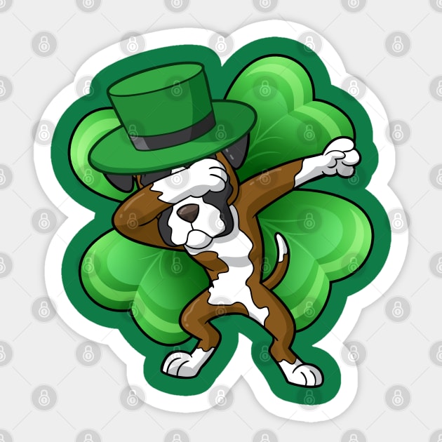 Dabbing Boxer Dog Irish St Patricks Day Sticker by E